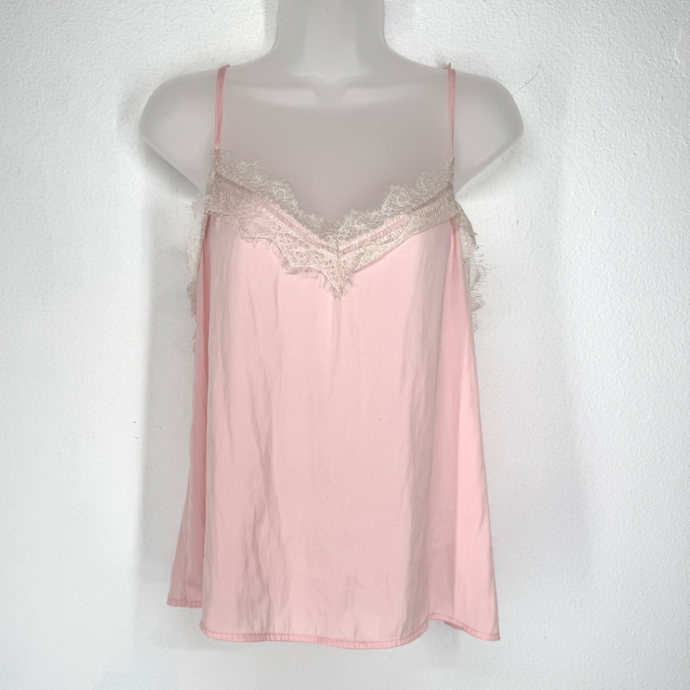 Hollister Pink Lace Trim Cami Top Button Back Size M Coquette Retro Victorian